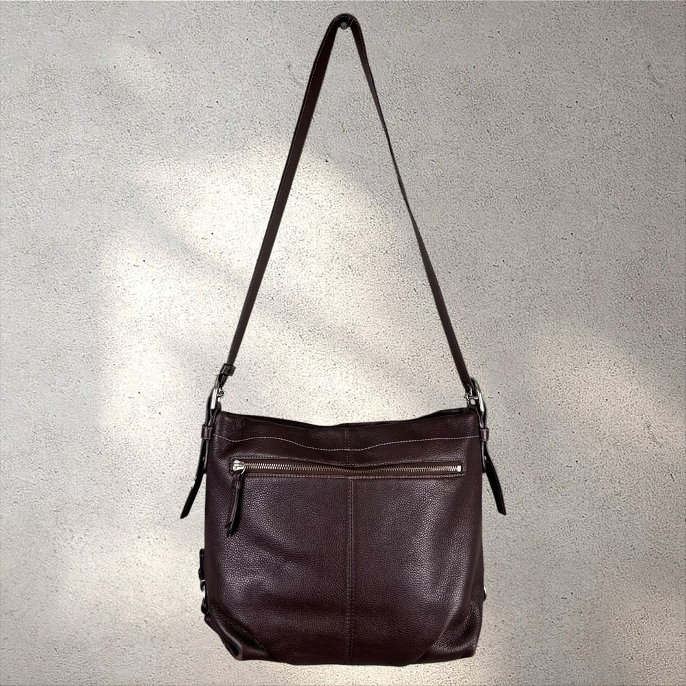 Coach F15064 Brown Pebbled Leather Slouchy Hobo Shoulder Crossbody Bag - Picture 8 of 10